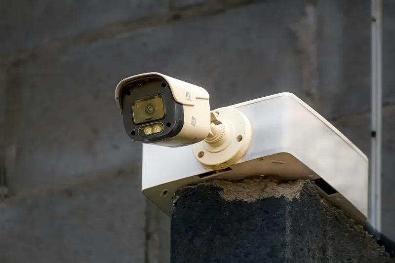 CCTV camera mounted on a wall